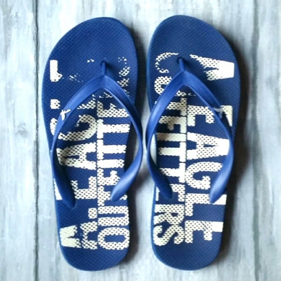 American Eagle Outfitters Blue Icon Logo Flip Flop Rubber Thong Sandal 10/11COPY - Picture 6 of 14